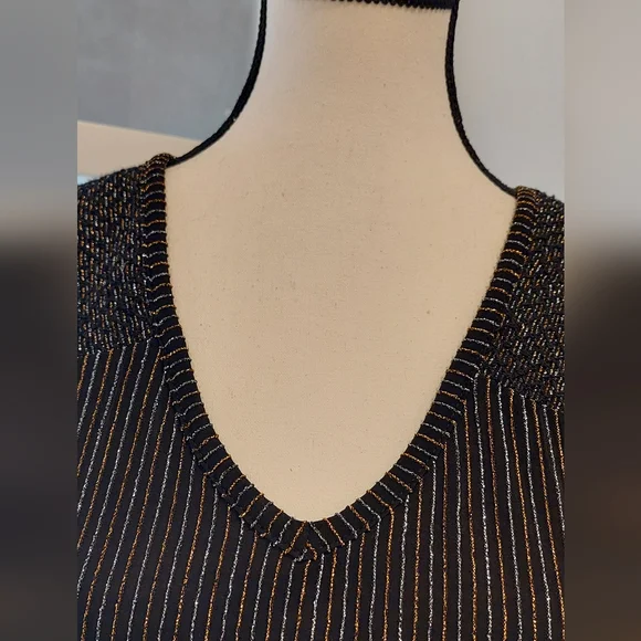 LOFT Silver Ribbed Blouse with Long Sleeves - Picture 3 of 8